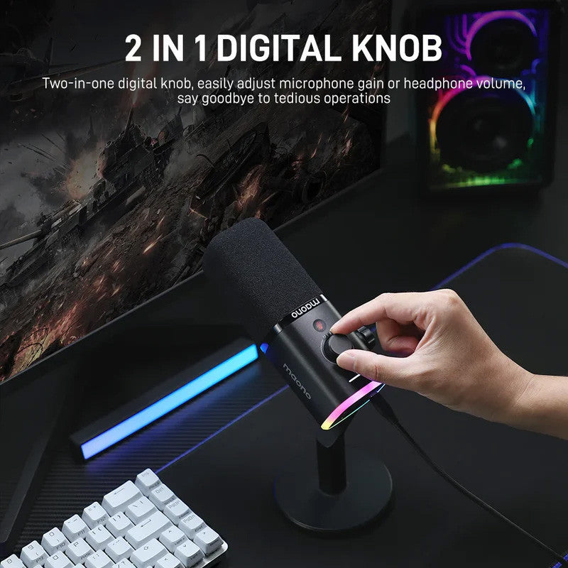 Maono PD100X Dynamic USB/XLR RGB Gaming Microphone for Game Streamers Maonocaster
