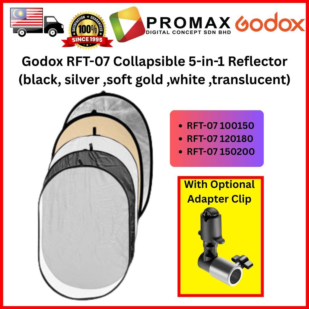 Godox RFT-07 RFT 07 5 in 1 Collapsible Reflector For Photograph and videograph black, silver,softgold ,white,translucent