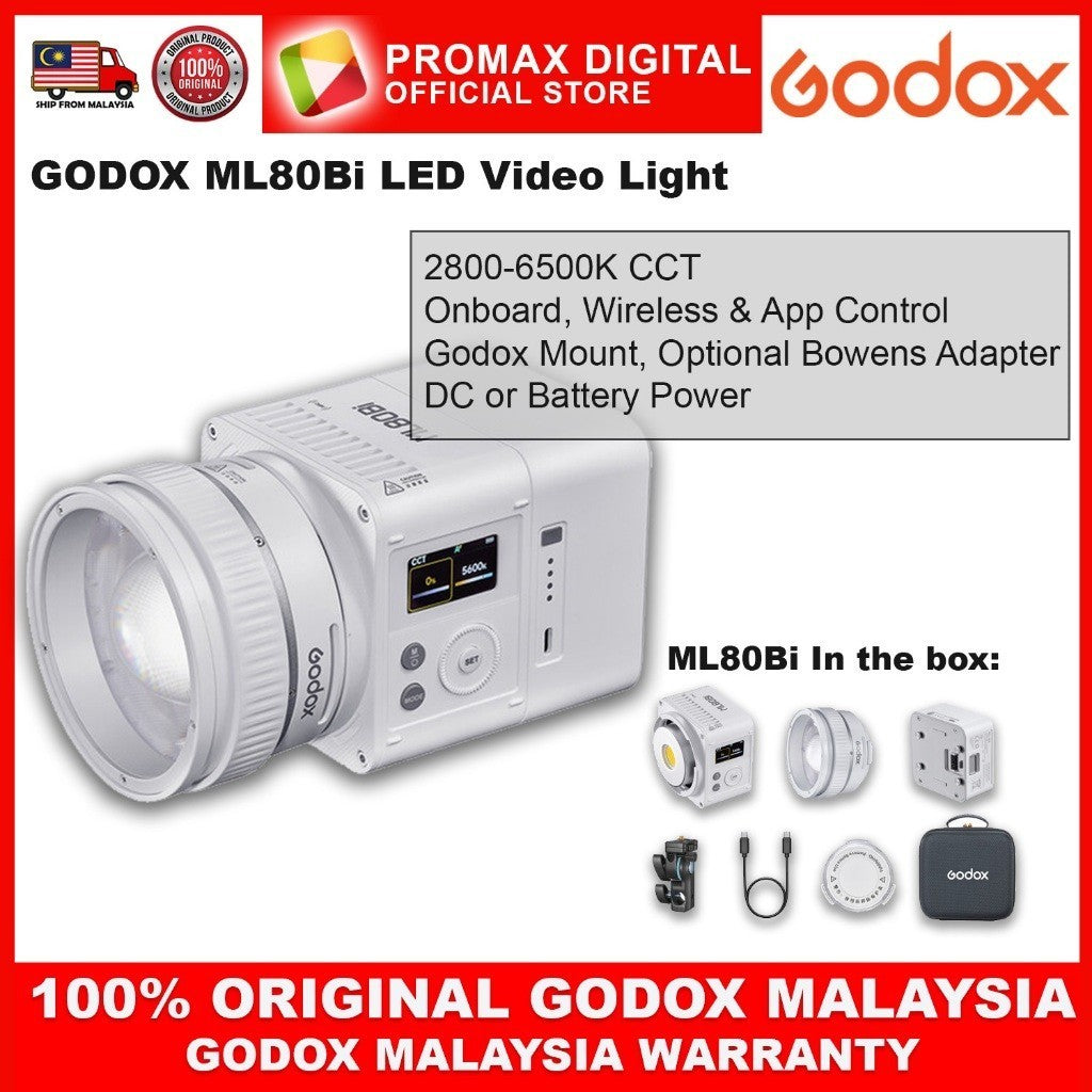 GODOX ML80Bi ML150Bi Bi-Color LED Video Light Godox Mount with Optional Bowens Adapter