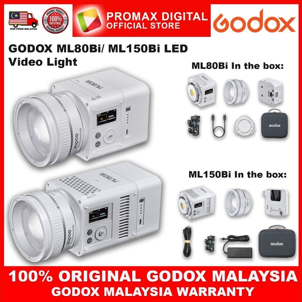 GODOX ML80Bi ML150Bi Bi-Color LED Video Light Godox Mount with Optional Bowens Adapter