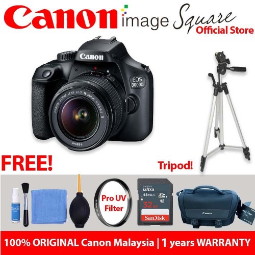 Advance Package !! Canon EOS 3000D Kit ( EF-S 18-55mm III ) Canon Malaysia 1 Years Warranty Original
