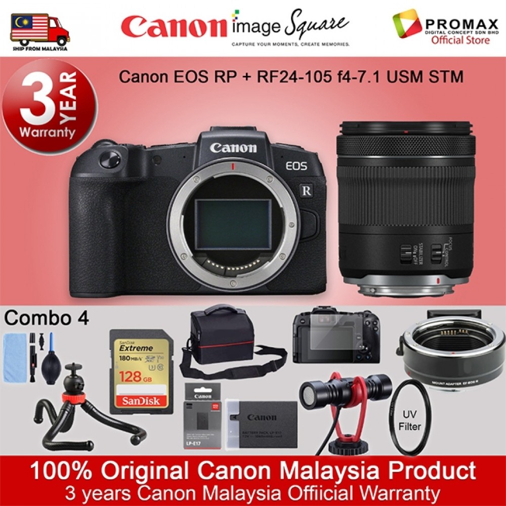 Canon EOS RP With Kit lens RF24-105 f4-7.1 IS STM Mirrorless Digital Camera (ORIGINAL CANON MALAYSIA WARRANTY) Canon EOS RP With Kit lens RF24-105 f4-7.1 IS STM Mirrorless Digital Camera (ORIGINAL CANON MALAYSIA WARRANTY)