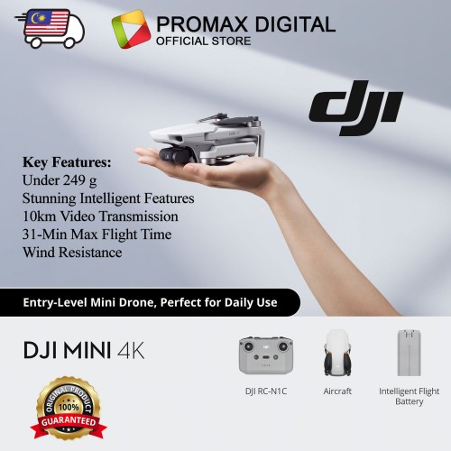 DJI Mini 4K Drone and DJI Mini 4K Drone Fly More Combo - Under 249 g | Easy To Use | Intelligent Modes | 31-Min Max Flight Time | 38 kph (Level 5) Wind Resistance