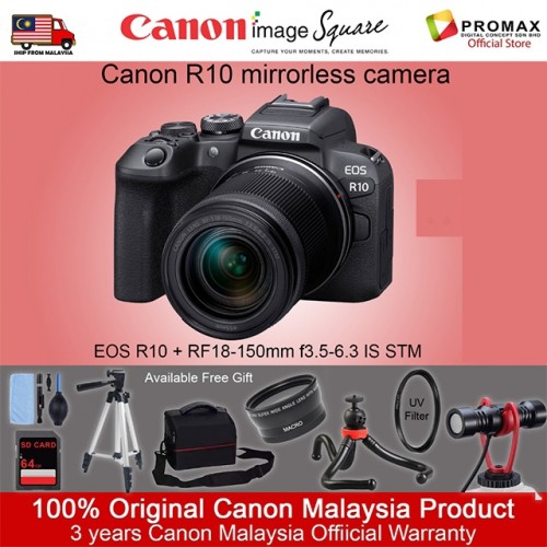 Canon EOS R10 Mirrorless Camera Body WITH RF-S 18-150MM LENS AND FREE 64GB SD CARD+CAMERA BAG