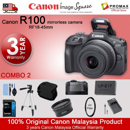 Canon EOS R100 Mirrorless Digital Camera Body with RF-S 18-45mm IS STM LENS MALAYSIA 3 YEARS WARRANTY