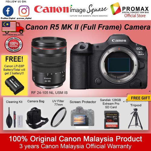 Canon EOS R5 MKII With RF 24-105mm f4 L USM  Mirrorless Camera - R5II R5 II MARK II - 100% Original
