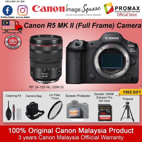 Canon EOS R5 MKII With RF 24-105mm f4 L USM  Mirrorless Camera - R5II R5 II MARK II - 100% Original