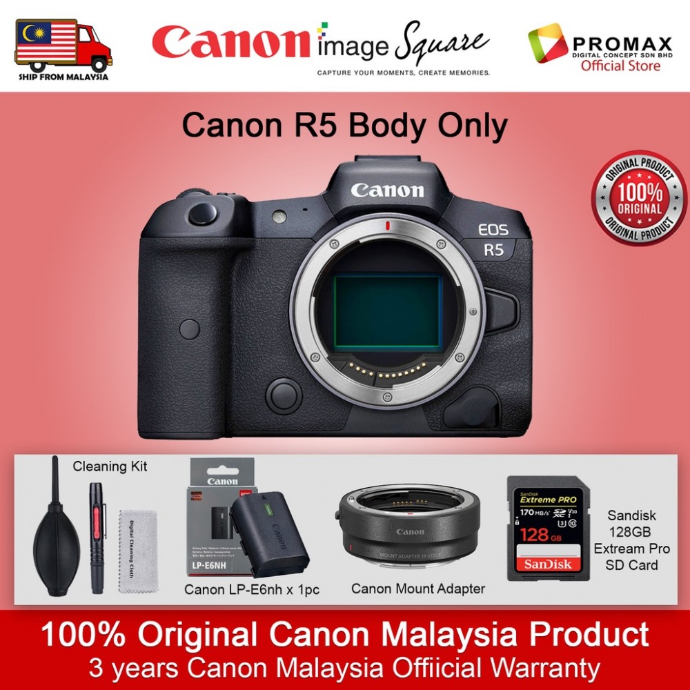 Canon EOS R5 Full-Frame Mirrorless Digital Camera WITH CANON LP-E6nh and RF 24-105mm F5L IS USM LENS 100% Original Malaysia Canon EOS R5 Full-Frame Mirrorless Digital Camera WITH CANON LP-E6nh and RF 24-105mm F5L IS USM LENS 100% Original Malaysia