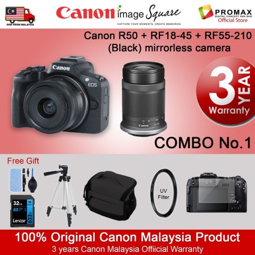 Canon EOS R50 Mirrorless Camera Body with RF-S 18-45 IS STM LENS +RF-S55-210mm IS STM LENS