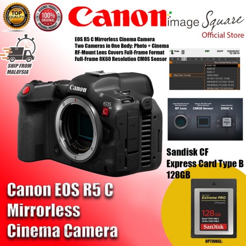 Canon EOS R5C Mirrorless Cinema Camera With COMBOS (100% Original CANON Malaysia) 