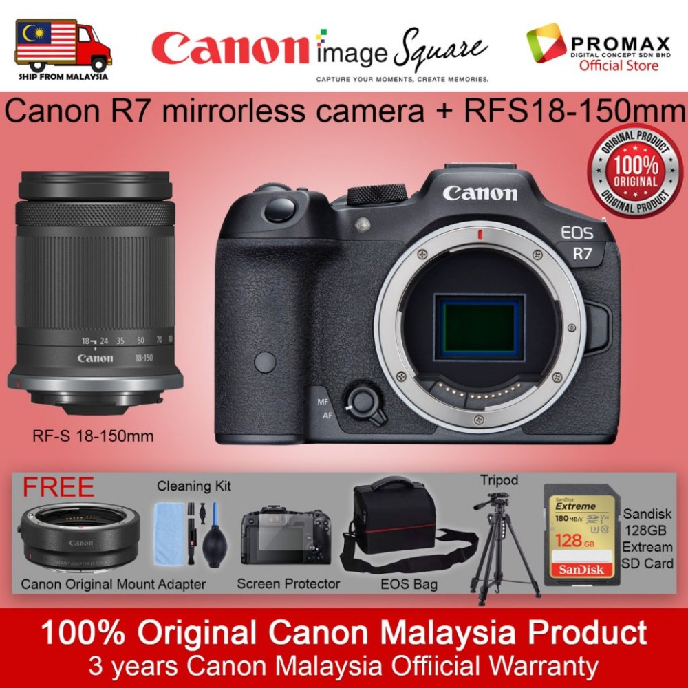 CANON EOS R7 with RF-S18-150MM IS STM LENS FREE Canon Mount Adapter and Memory Card Mirrorless Camera CANON EOS R7 with RF-S18-150MM IS STM LENS FREE Canon Mount Adapter and Memory Card Mirrorless Camera