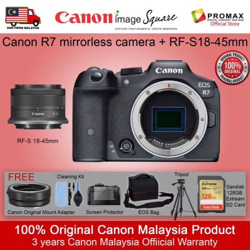 CANON EOS R7 with RF-S 18-45MM IS STM - FREE Canon Mount Adapter and Memory Card / Mirrorless Camera