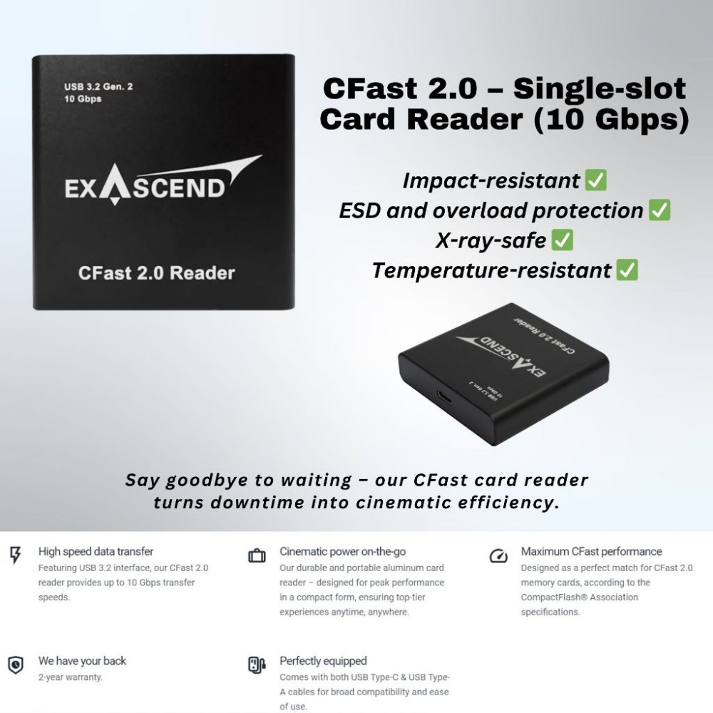 EXASCEND 4-in-1 Multi-Slot Card Reader / CFexpress Type B / CFast 2.0 / SD / Micro SD Card Readers EXASCEND 4-in-1 Multi-Slot Card Reader / CFexpress Type B / CFast 2.0 / SD / Micro SD Card Readers