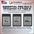 Exascend ESSENTIAL PRO Gen 4 CFexpress 4.0 Type A Cards 1TB / 512GB / 256GB Exascend ESSENTIAL PRO Gen 4 CFexpress 4.0 Type A Cards 1TB / 512GB / 256GB