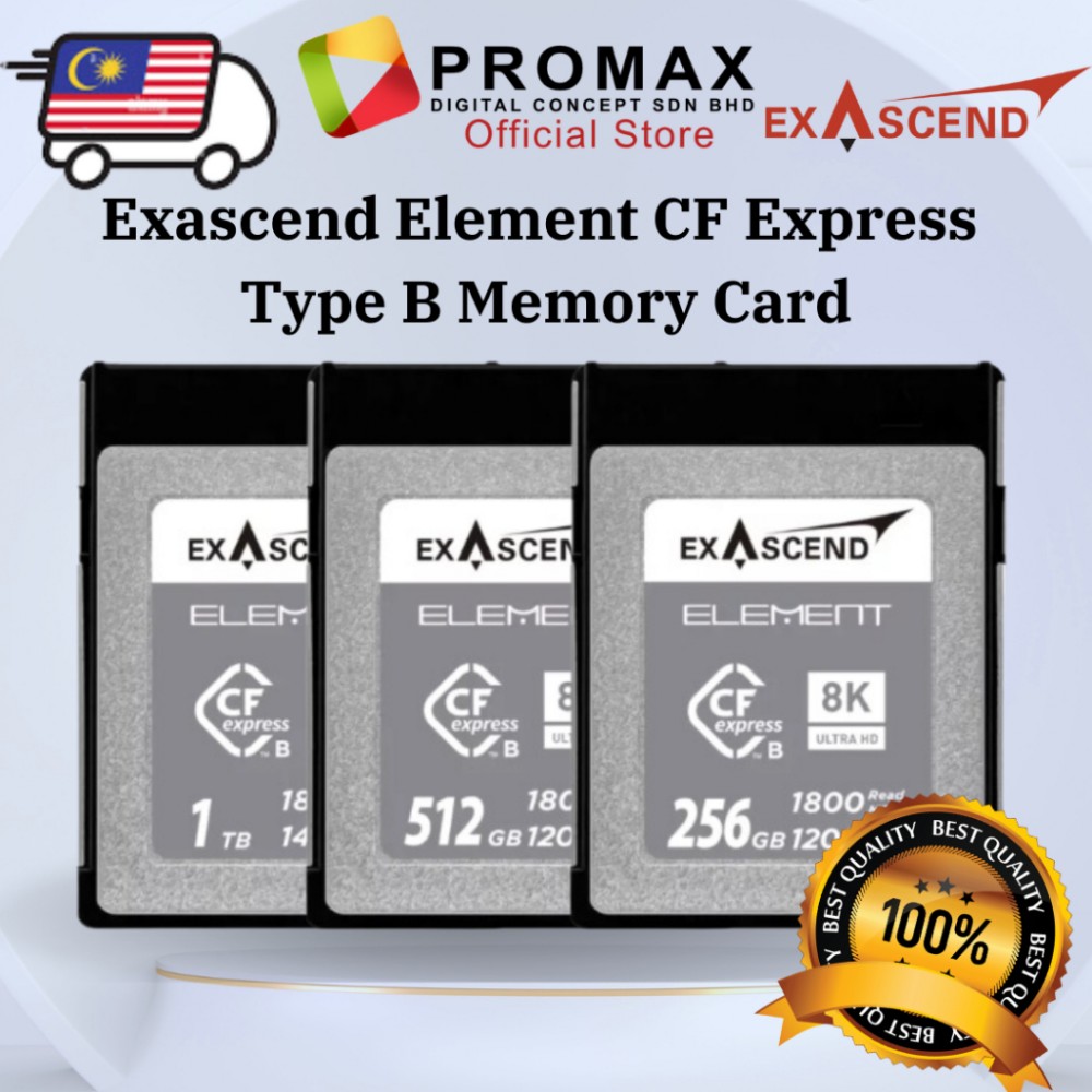 Exascend Element CFExpress Type B Memory Card 256GB 512GB 1TB Exascend Element CFExpress Type B Memory Card 256GB 512GB 1TB