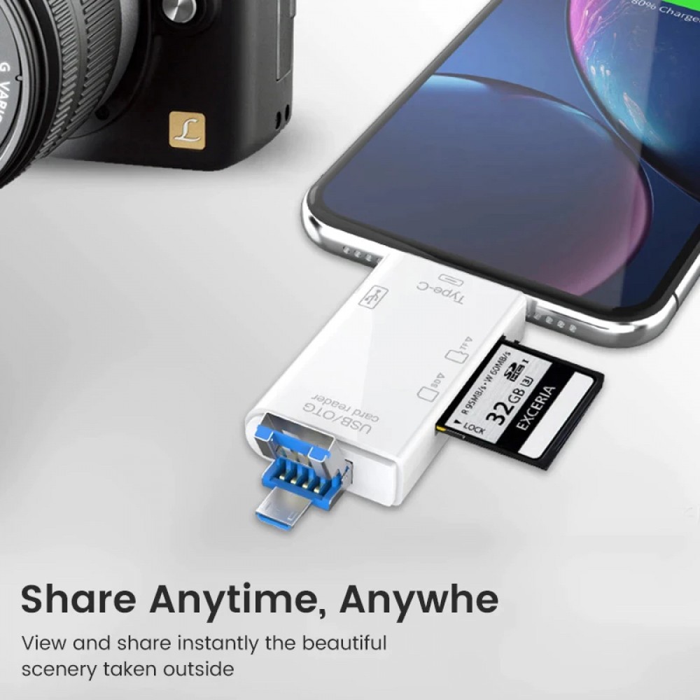 6 in 1 Otg Type C Card Reader Usb 2.0 TF Mirco SD Smart Memory Flash Drive Adapter 6 in 1 Otg Type C Card Reader Usb 2.0 TF Mirco SD Smart Memory Flash Drive Adapter