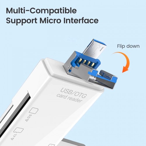 6 in 1 Otg Type C Card Reader Usb 2.0 TF Mirco SD Smart Memory Flash Drive Adapter