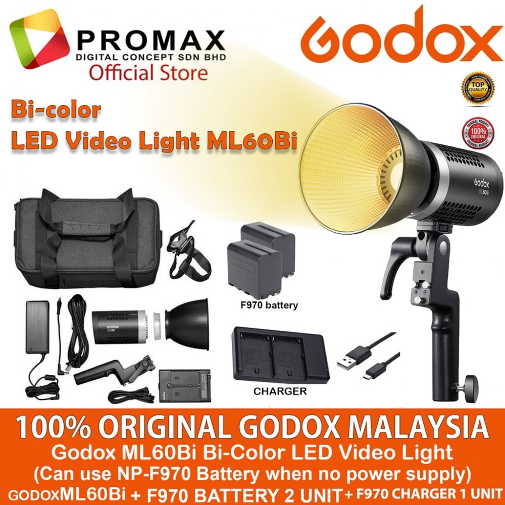 Godox ML60Bi color LED Video Light Silent Mode Potent Godox ML60Bi color LED Video Light Silent Mode Potent