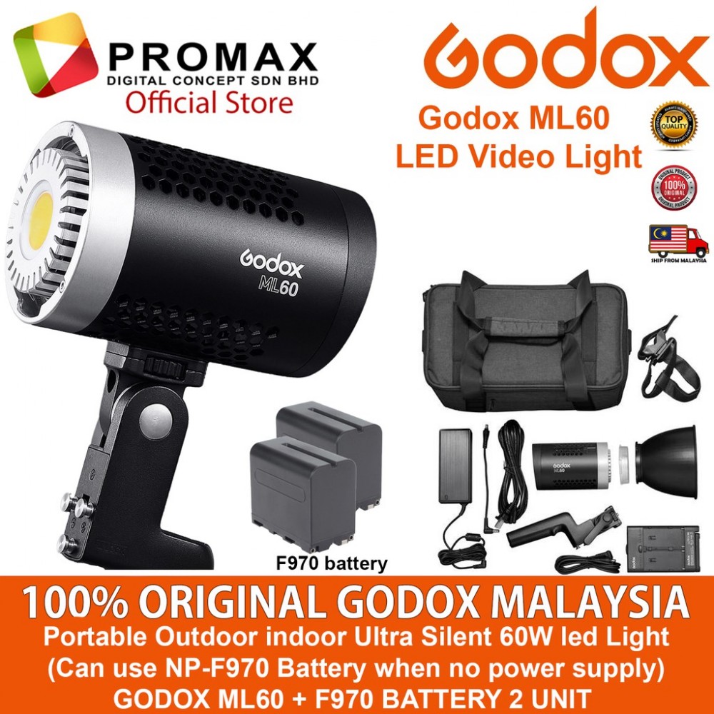 Godox ML60 LED Video Light Silent Mode Potent Godox ML60 LED Video Light Silent Mode Potent