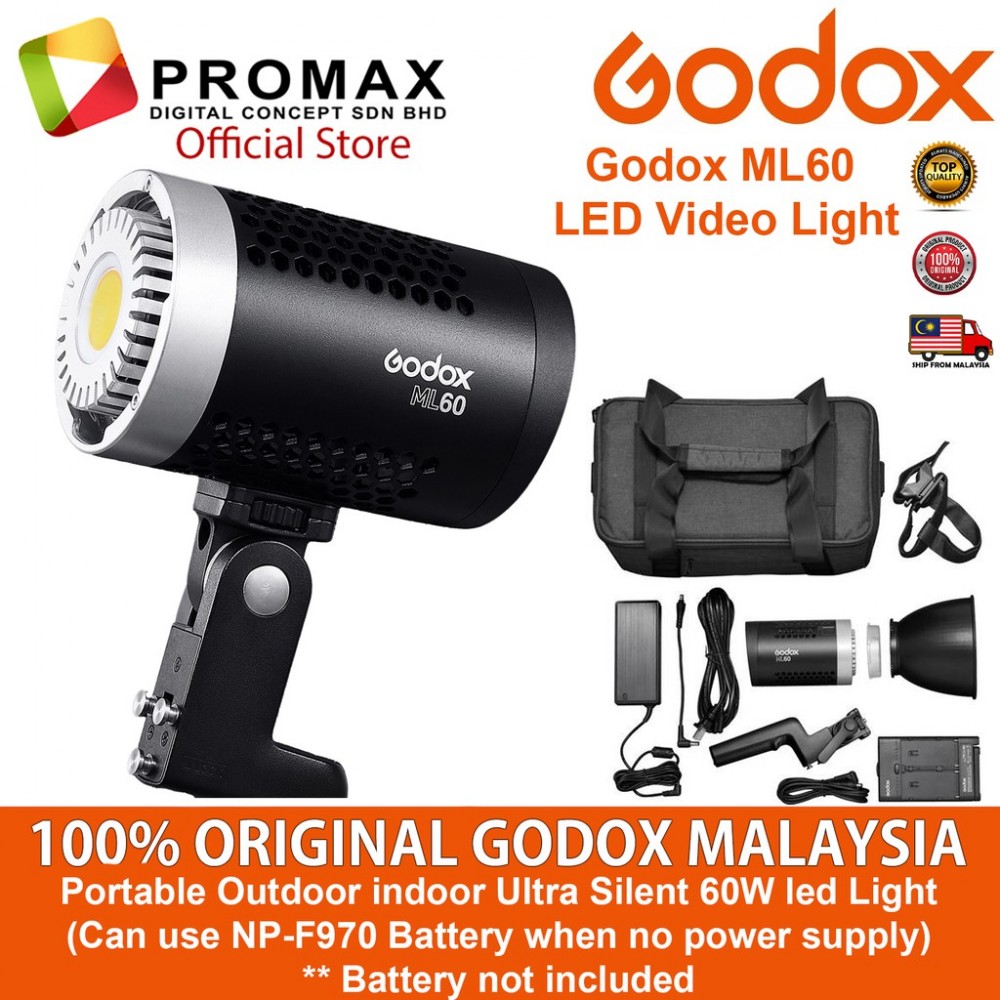 Godox ML60 LED Video Light Silent Mode Potent Godox ML60 LED Video Light Silent Mode Potent
