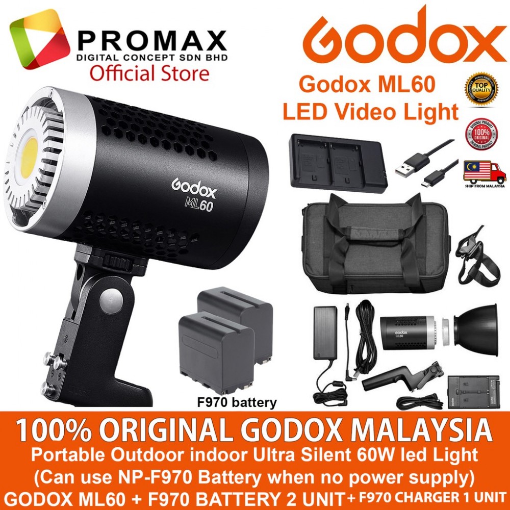 Godox ML60 LED Video Light Silent Mode Potent Godox ML60 LED Video Light Silent Mode Potent