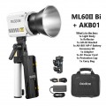 Godox ML60II Bi 70W Bi-Color Portable LED Video Light with AK-B01 NP-F Battery Grid Godox ML60II Bi 70W Bi-Color Portable LED Video Light with AK-B01 NP-F Battery Grid