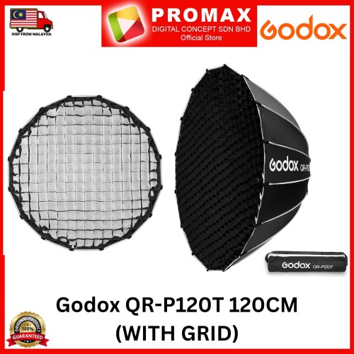Godox QR-P120T 120CM Quickly Release Parabolic Softbox Bowens Mount With Grid