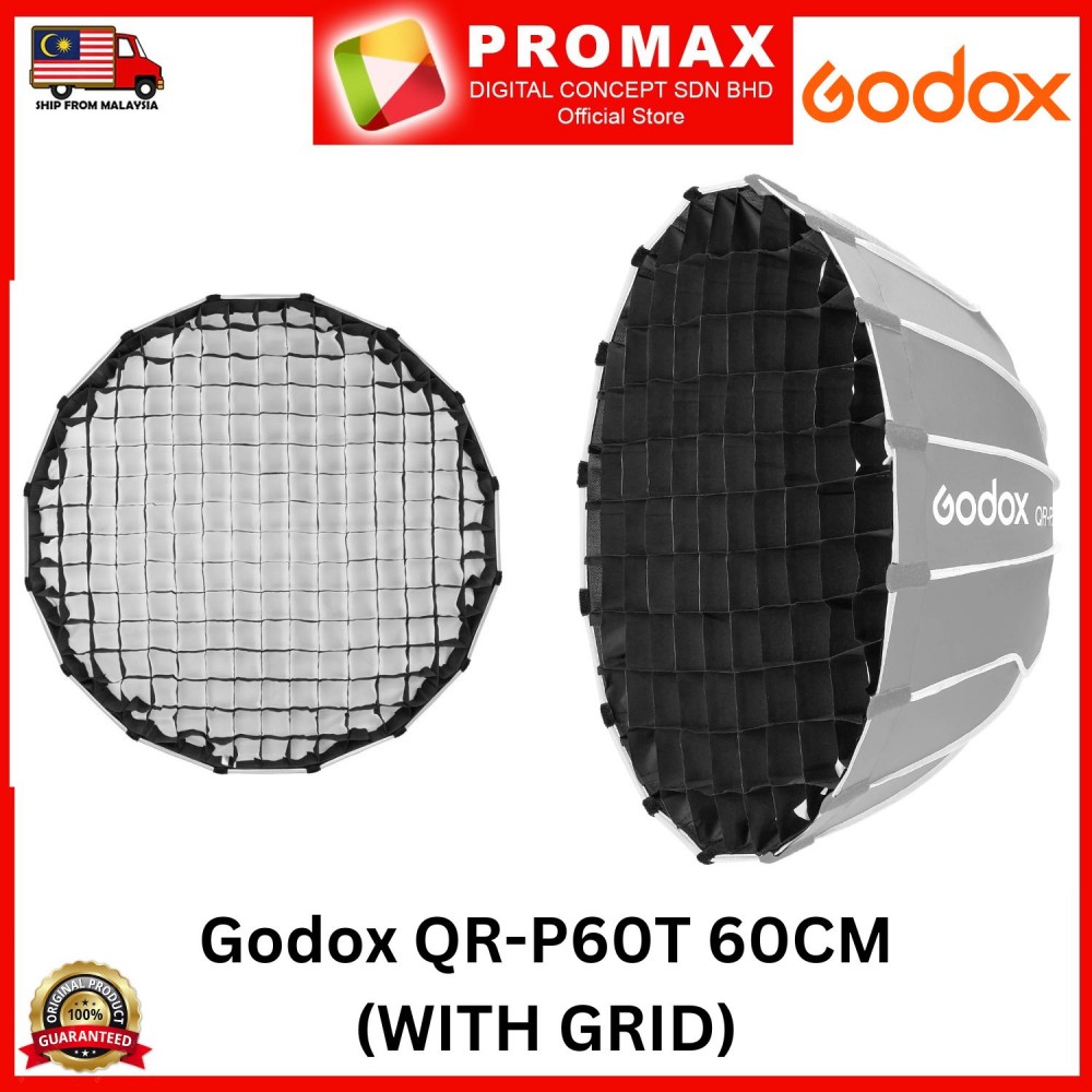 Godox QR-P60T 60CM Quickly Release Parabolic Softbox Bowens Mount With Grid Godox QR-P60T 60CM Quickly Release Parabolic Softbox Bowens Mount With Grid