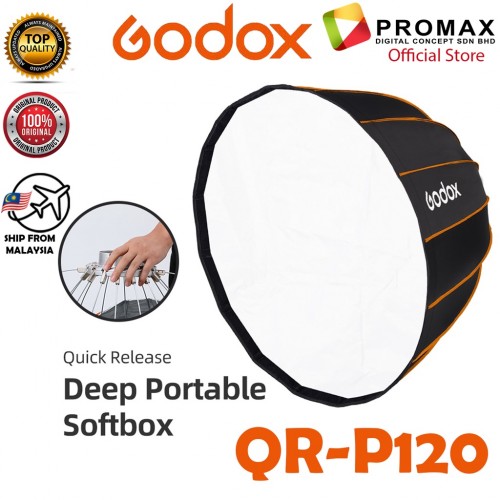 Original Godox QR-P120 120CM Quickly Release Parabolic Deep Softbox Bowens Mount Studio Flash