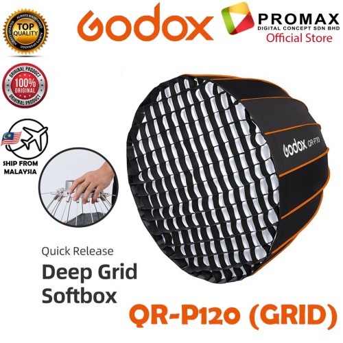 Original Godox QR-P120 120CM Quickly Release Parabolic Deep Softbox Bowens Mount Studio Flash