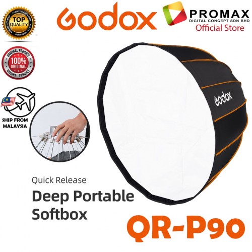 Original Godox QR-P90 90CM Quickly Release Parabolic Deep Softbox Bowens Mount Studio Flash