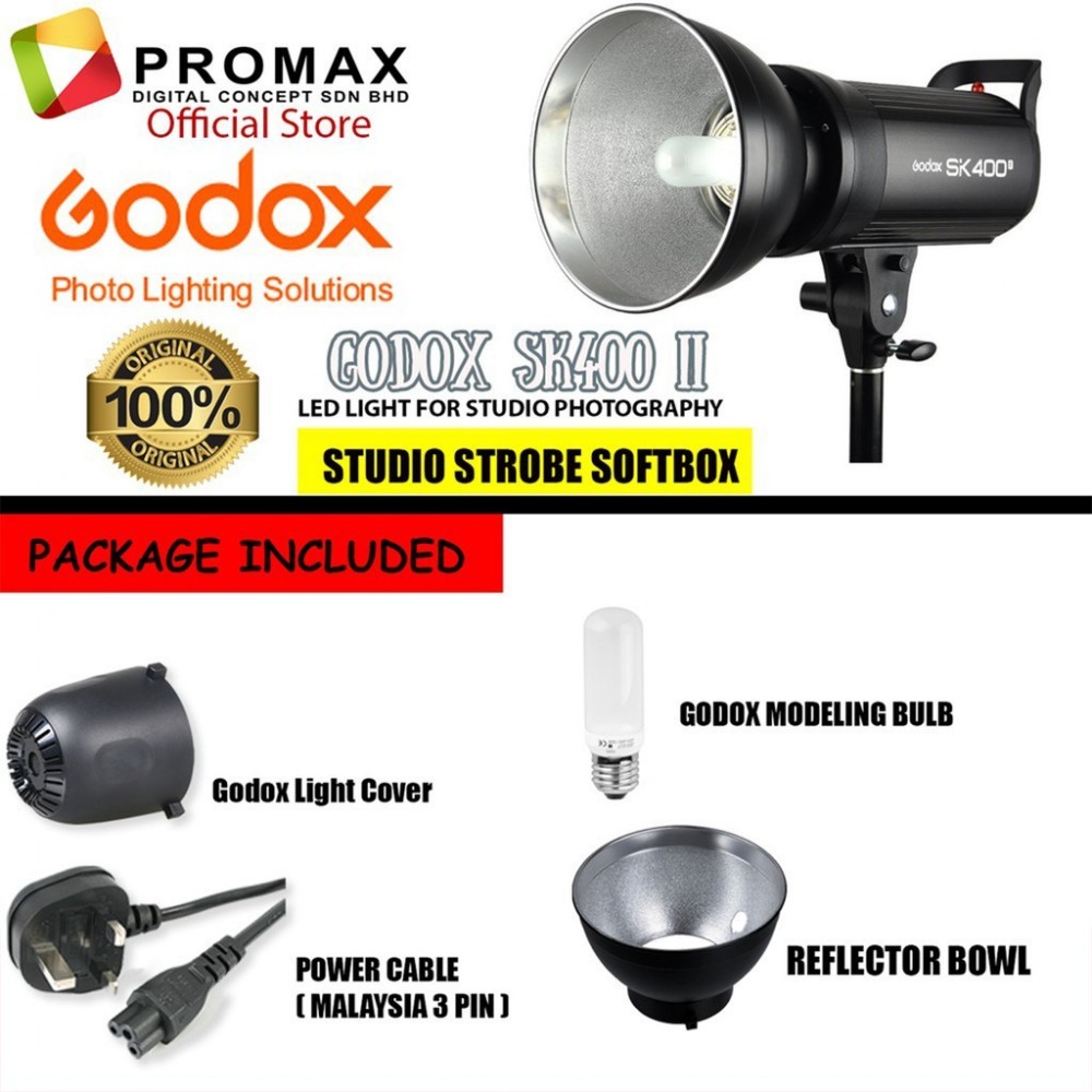 Godox SK400II Professional Compact 400Ws Studio Flash Strobe Light Set Godox SK400II Professional Compact 400Ws Studio Flash Strobe Light Set