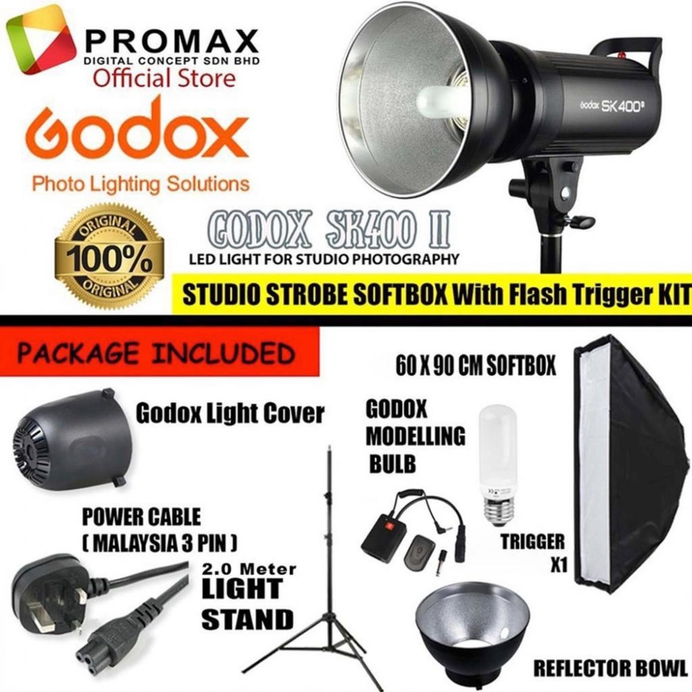 Godox SK400II Professional Compact 400Ws Studio Flash Strobe Light Set Godox SK400II Professional Compact 400Ws Studio Flash Strobe Light Set
