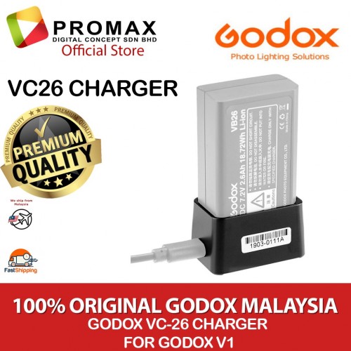 Godox VC26 Charger For Godox V1 / V860 III Speedlight Flash 100% Original Godox