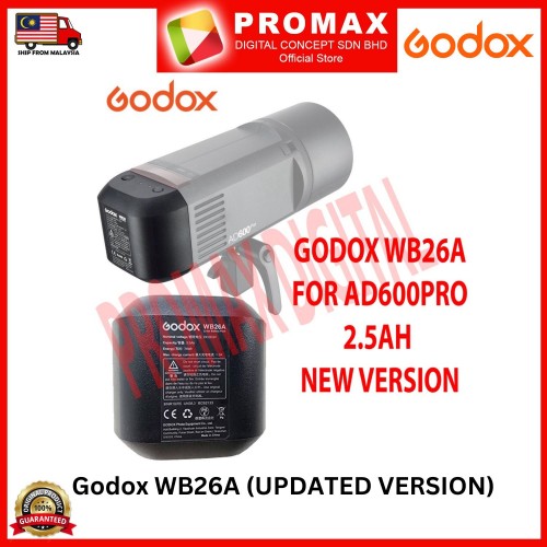 Godox WB26A (UPDATED VERSION) Rechargeable Lithium Ion Battery for AD600Pro 100% Ori GODOX