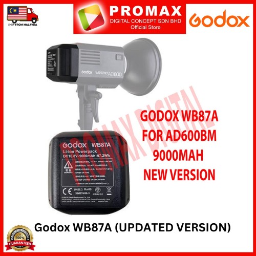 Godox WB87A (UPDATED VERSION)  Rechargeable Lithium Ion Battery for AD600BM 100% Ori GODOX
