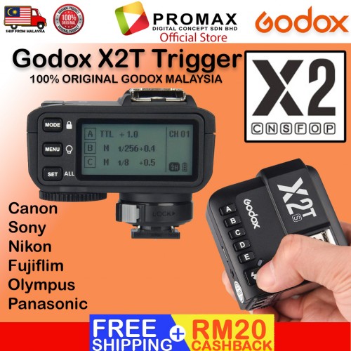 GODOX X2T Trigger TTL ( Fuji , Sony , Nikon , Olympus , Canon ) 100% Original Malaysia