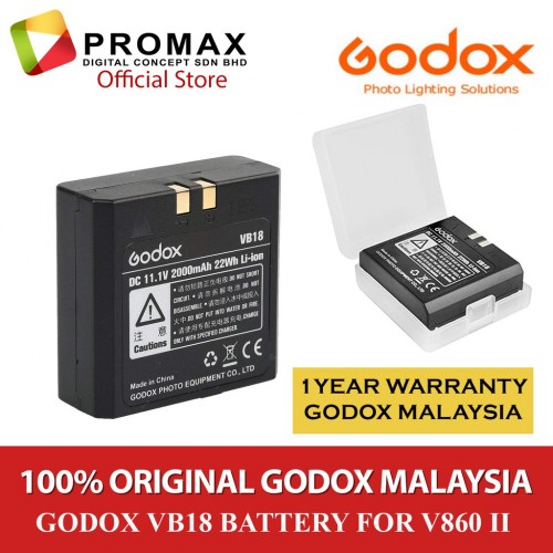 GODOX VB18 Original Battery 2000mAh V850 V850II V860 V860II Canon Sony Nikon 100% Original Malaysia