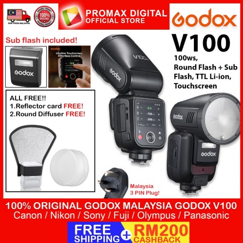 Godox V100P TTL Li-ion Round Head Camera Flash 100ws Sub Flash for Pentax