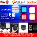 Godox LITEMONS LED 6R RGB Video Light Dimmable Color 3200K-6500K 13 FX Effects Built-in 1800mAh Li-ion Battery Godox LITEMONS LED 6R RGB Video Light Dimmable Color 3200K-6500K 13 FX Effects Built-in 1800mAh Li-ion Battery