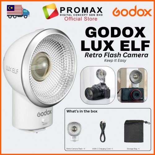 Godox LUX ELF Retro Camera Flash with 7.4V 350mAh Lithium Battery and Convenient Charging
