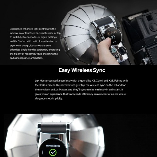 Godox LuxMaster Retro Tiltable Camera Flash Head with Wireless Sync and Efficient Touch Screen