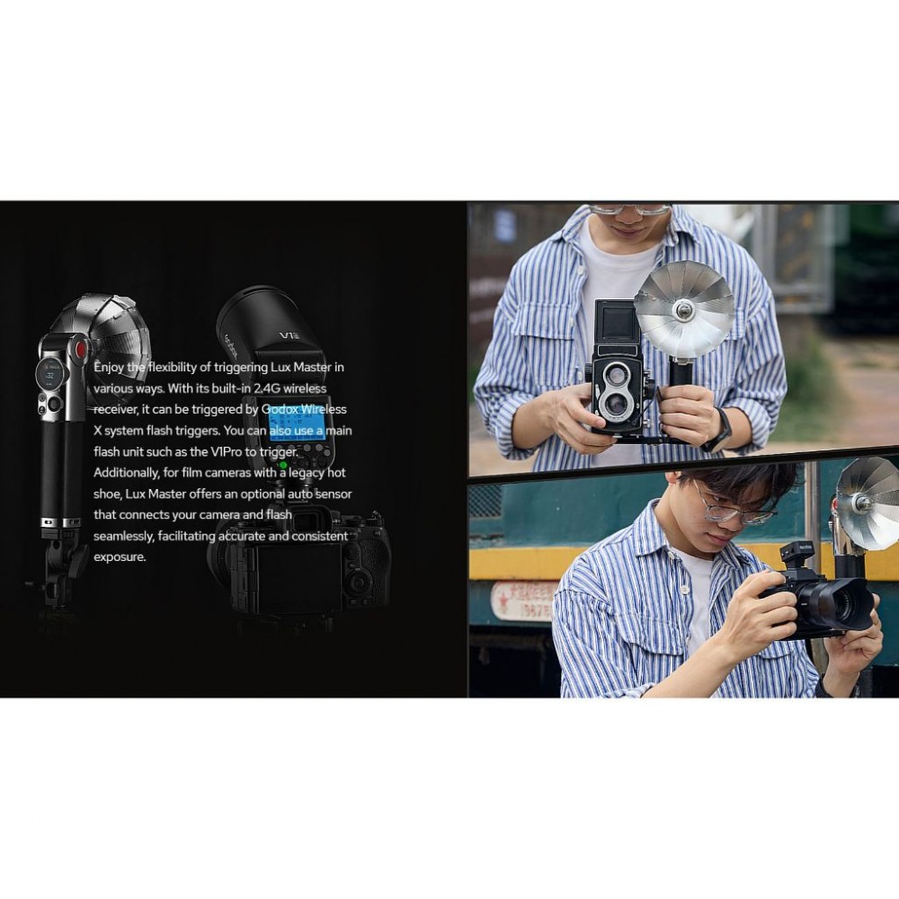 Godox LuxMaster Retro Tiltable Camera Flash Head with Wireless Sync and Efficient Touch Screen Godox LuxMaster Retro Tiltable Camera Flash Head with Wireless Sync and Efficient Touch Screen