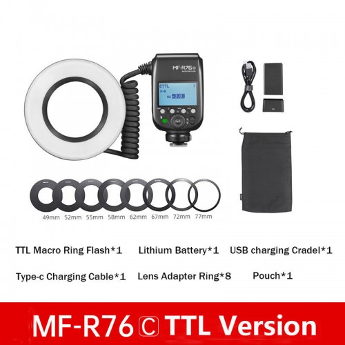 Godox MF-R76S MF-R76C TTL Macro LED Ring Light for Sony and Canon