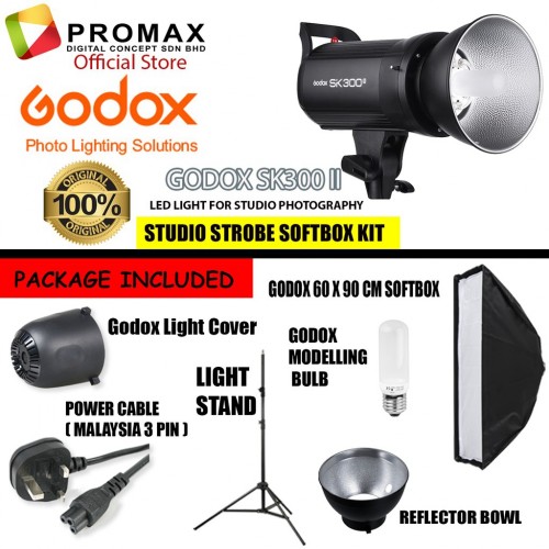 Godox SK300II Professional 300Ws Studio Flash Strobe Light Built-in 2.4G Wireless X System GN65 5600K