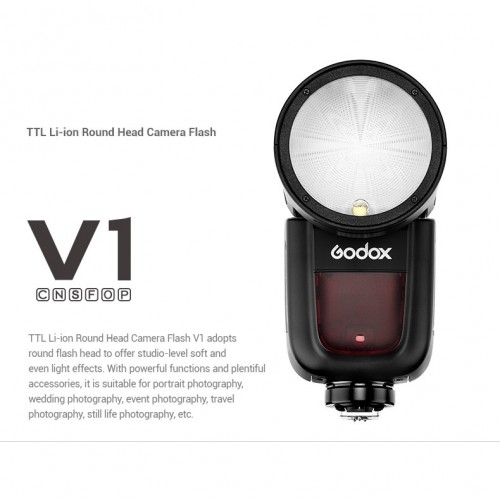 Godox V1 Flash Speedlight Round TTL Li-ion Batt HSS for Canon, Nikon, Sony, Fuji and Olympus Panasonic