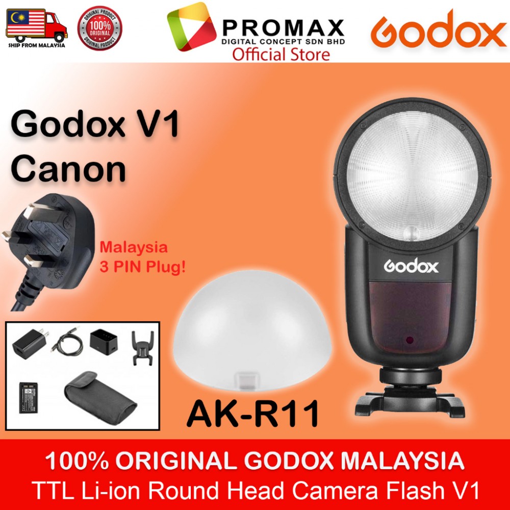 Godox V1 Flash Speedlight Round TTL Li-ion Batt HSS for Canon, Nikon, Sony, Fuji and Olympus Panasonic Godox V1 Flash Speedlight Round TTL Li-ion Batt HSS for Canon, Nikon, Sony, Fuji and Olympus Panasonic
