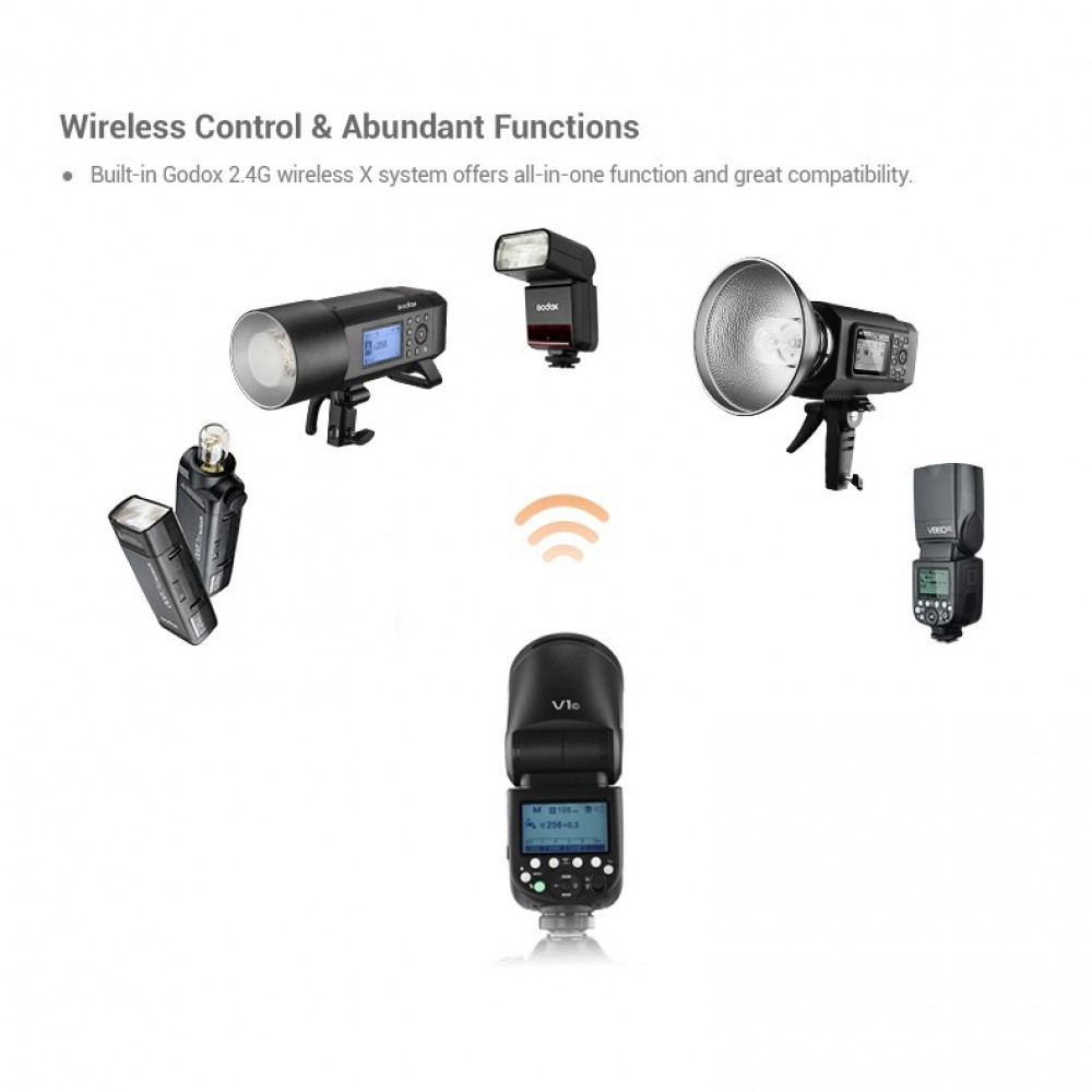 Godox V1 Flash Speedlight Round TTL Li-ion Batt HSS for Canon, Nikon, Sony, Fuji and Olympus Panasonic Godox V1 Flash Speedlight Round TTL Li-ion Batt HSS for Canon, Nikon, Sony, Fuji and Olympus Panasonic