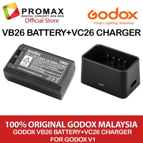 Godox VB26 Battery & VC26 Charger For Godox V1 / V860 III Speedlight Flash 100% Original Godox