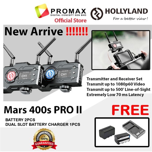 Hollyland Mars 400s Pro II Multi-Platform iOS Android Wireless Live Full HD Transmitter/Receiver Set